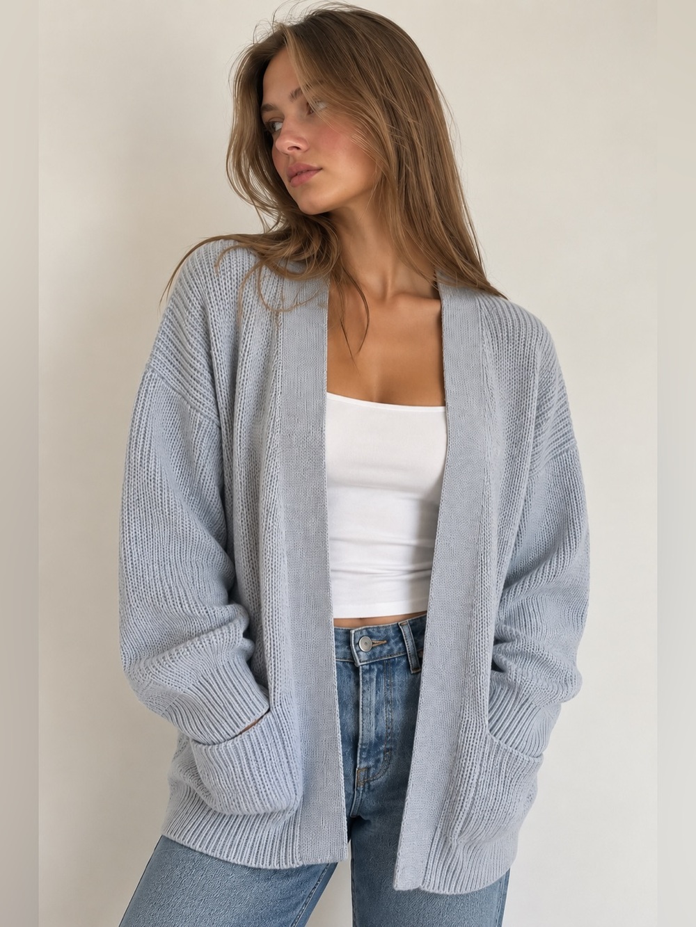 Aritzia Wilfred Free Grey Oversized Knit Cardigan Size S